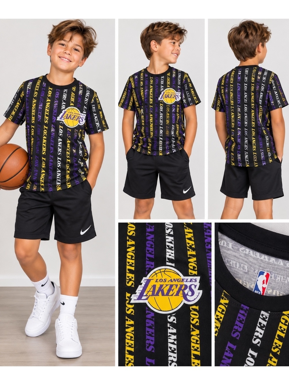 Los Angeles Lakers Boys' NBA T-Shirt with Logo Print, Size 10-12